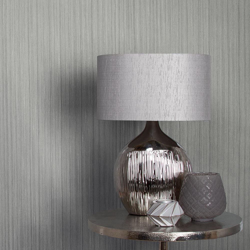 Silk Wallpaper 105867 by Graham & Brown in Silver Grey